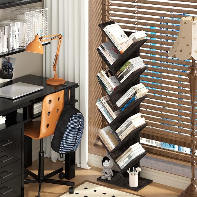 10 Tier Tree Book Shelf, Floor Standing Wood Bookshelf - Image 2