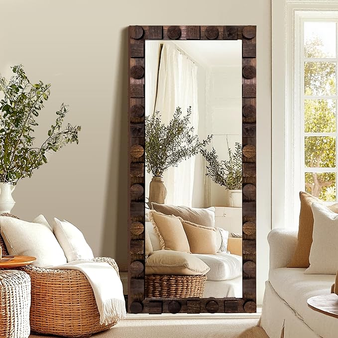 56x24 Inch Handcrafted Solid Wood Square Wall Mirror - Image 2