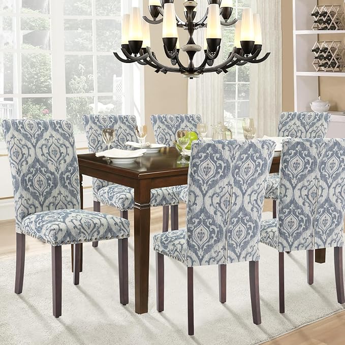 Parsons Dining Chairs Set of 4, Upholstered Nailhead Dining Room Kitchen Side - Image 4