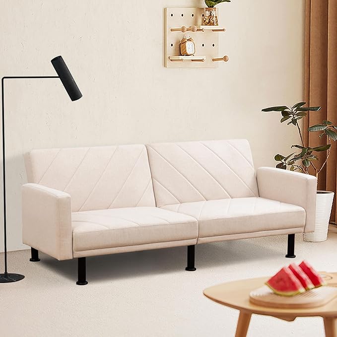 Fold Out Modern Couch Convertible Chair Bed, Sleeper Sofa 2 Seater Loveseat by Unknown