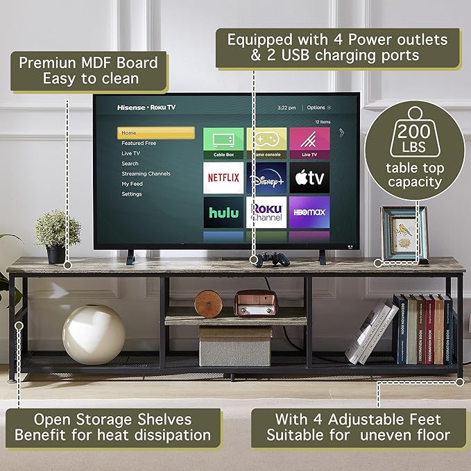 VECELO TV Stand with Power Outlets - Image 9