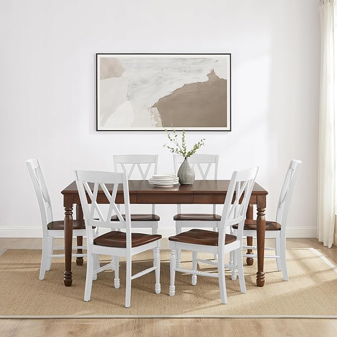 Crosley Furniture Shelby 7-Piece Dining Table Set, Distressed White/Dark Cherry - Image 6