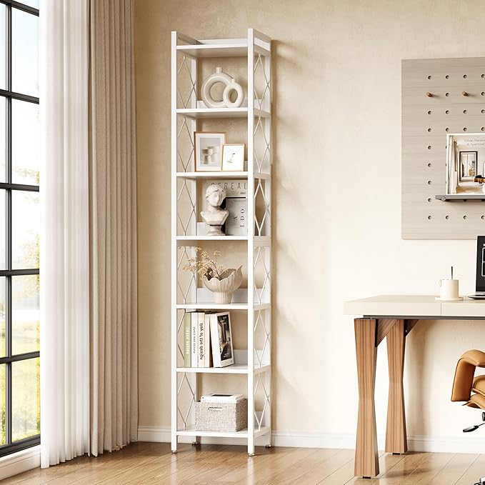 LITTLE TREE Book Shelf, 7-Tier Tall Bookcase, 78.7" Wooden Display Shelves - Image 2