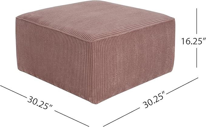 Christopher Knight Home Isa Square Ottoman Footstool, Corduroy Pouf Poufee - Image 2