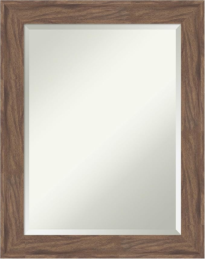 Amanti Art Brown Wall Mirror 29x23 Pia Medium Brown Rectangle Bathroom Mirror by AmantiArt