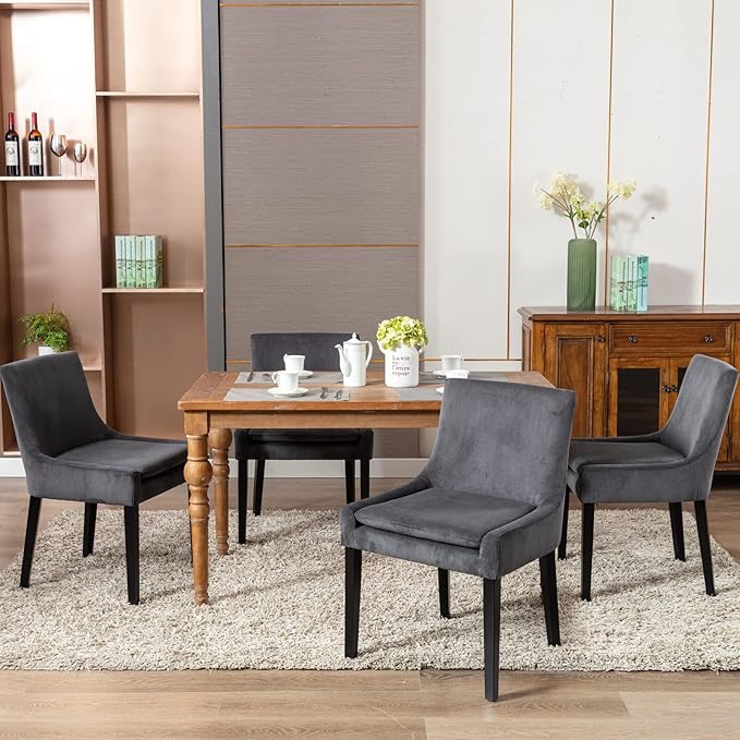 COLAMY Modern Dining Chairs Set of 4, Upholstered Corduroy Accent Side Leisure - Image 4