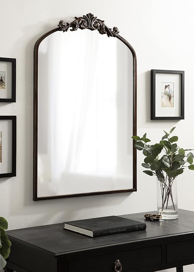 Kate and Laurel Arendahl Ornate Traditional Arched Mirror; 24 x 36; Bronze; - Image 3