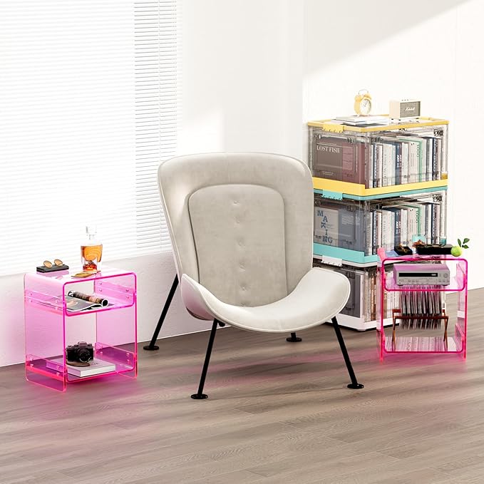 Clear Acrylic 3-Tier End Table/Nightstand – Sleek Bedside Storage - Image 4