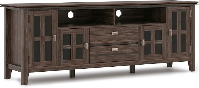 SIMPLIHOME Artisan SOLID WOOD 72 inch Wide Transitional TV Media Stand in by SimpliHome