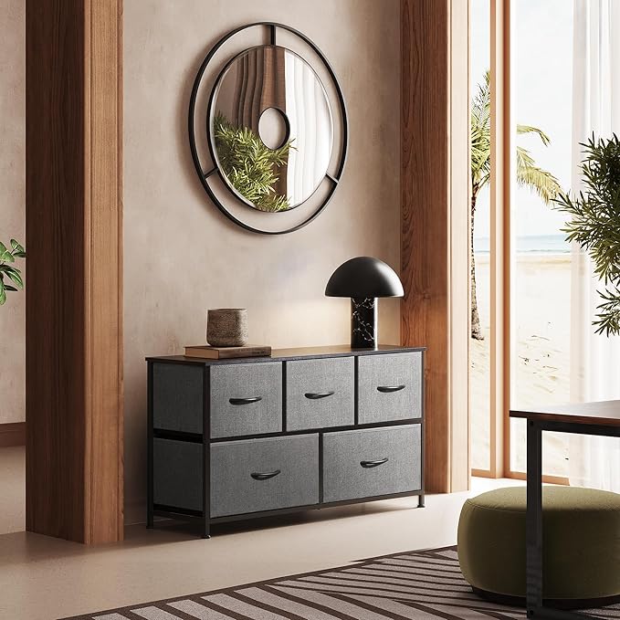 WLIVE Dresser for Bedroom with 5 Drawers, Wide Chest of Drawers, Fabric Dresser - Image 8