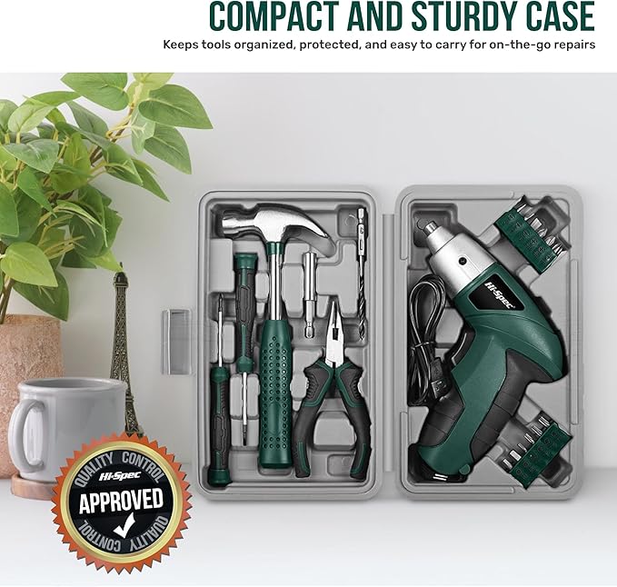 Hi-Spec 19pc 3.6V Green USB Small Power Screwdriver & Home DIY Tool Kit Set. - Image 7