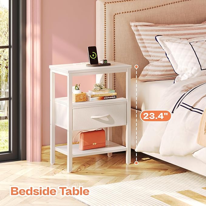 SUPERJARE Nightstand with Charging Station, Bed Side Table with Adjustable - Image 3