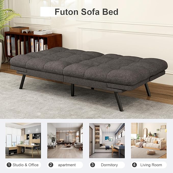 Vipbear Futon Sofa Bed Couch, Space-Saving Loveseat - Image 5