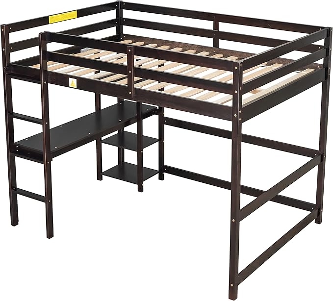 HomSof Full Loft Bed with Desk and Shelves - Image 10