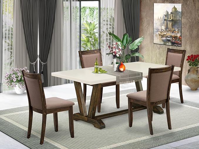 East West Furniture V727MZ748-5 5 Piece Dining Room Furniture Set Includes a - Image 2