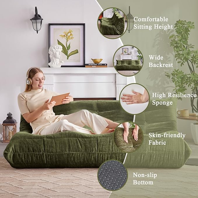 Bean Bag Chair, 3 Seater Fireside Chair Large Bean Bag Sofa - Image 2