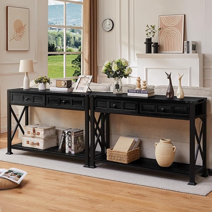 HOMBAZAAR Entryway Table, Rustic Console Table - Image 4