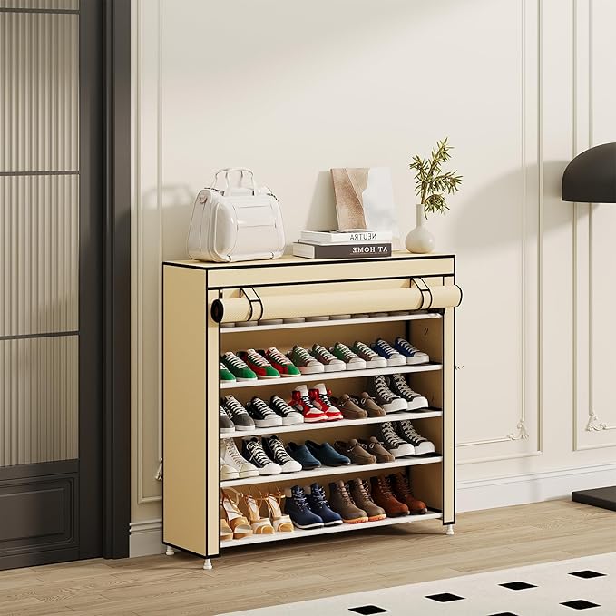 Calmootey 5 Tier Shoe Rack Organizer to Hold 25 Pairs, Portable Shoe Shelf - Image 5