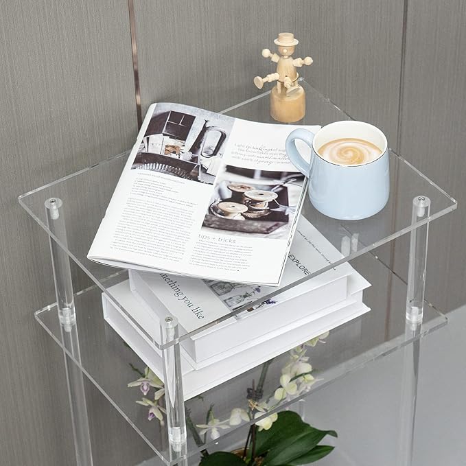 HMYHUM Clear Acrylic End Table, 3-Tier Side Table/Nightstand, 15.7" L x 11.8" W - Image 7