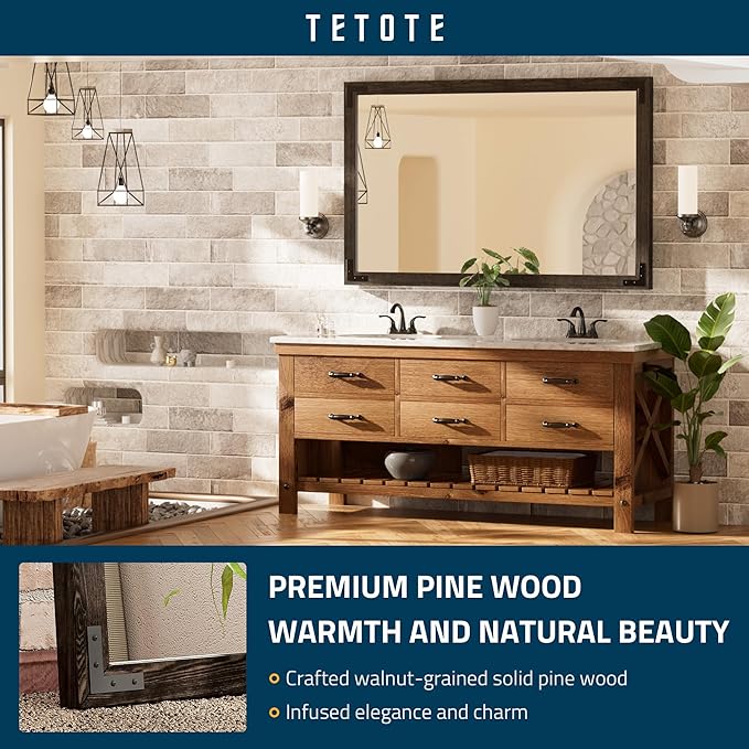 TETOTE 48 x 30 Black Wood Mirror - Image 2