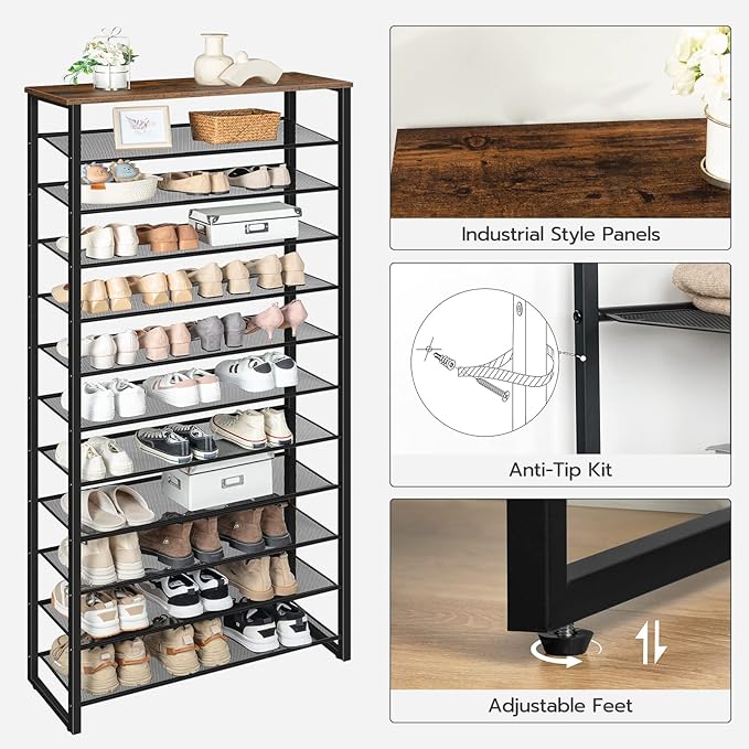 HOOBRO 12-Tier Shoe Rack, 29.5" L Shoe Storage Organizer, Large Capacity Shoe - Image 6