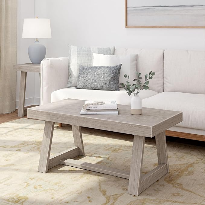 Plank+Beam Classic Rectangular Coffee Table, 40 Inch Farmhouse Coffee Table by PlankBeam