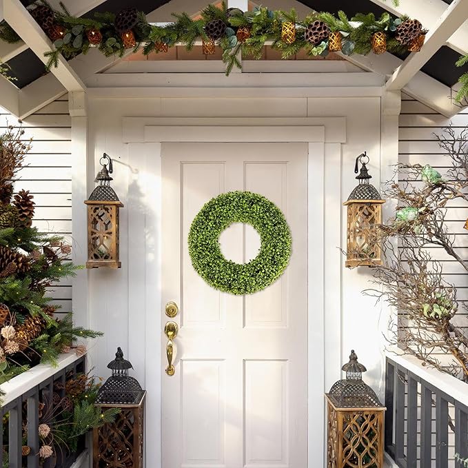 Boxwood Wreath - 20inch Outdoor/Indoor All Seasons Decor - Image 5