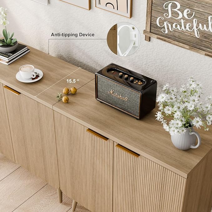 Sideboard Buffet Cabinet with Storage, 2 Doors Wood Entryway Cabinet, Modern - Image 3