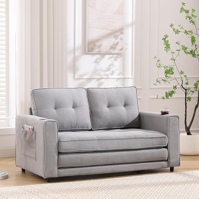 ERYE Modern Upholstered Loveseat Sofa Foldable Convertible Floor Sofabed by Unknown