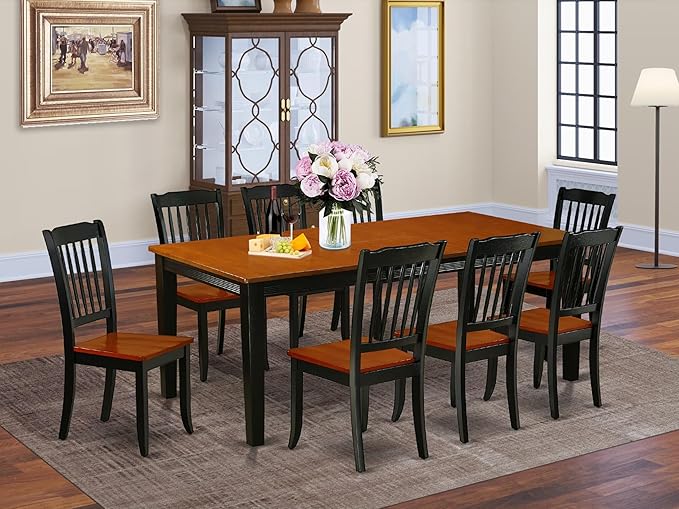 East West Furniture QUDA9-BCH-W 9 Piece Modern Dining Table Set Includes a - Image 2