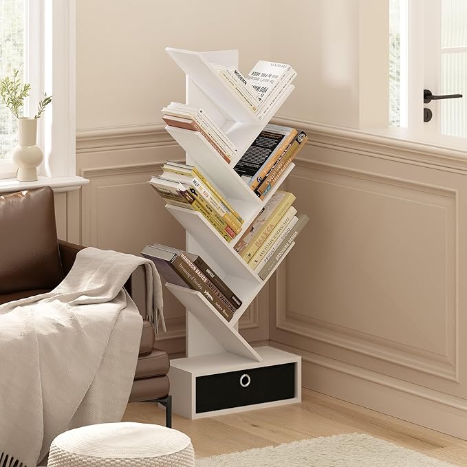 Furinno Tree Bookshelf 7-Tier Floor Standing Tree Bookcase - Image 2