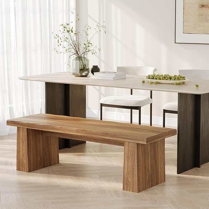 LITTLE TREE 47-Inch Wooden Entryway Bench, Farmhouse Dining Bench by LITTLETREE