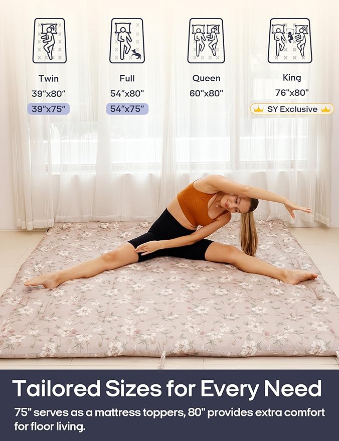 Syrinx Japanese Floor Futon Mattress, Foldable Tatami Sleeping Pad - Image 5