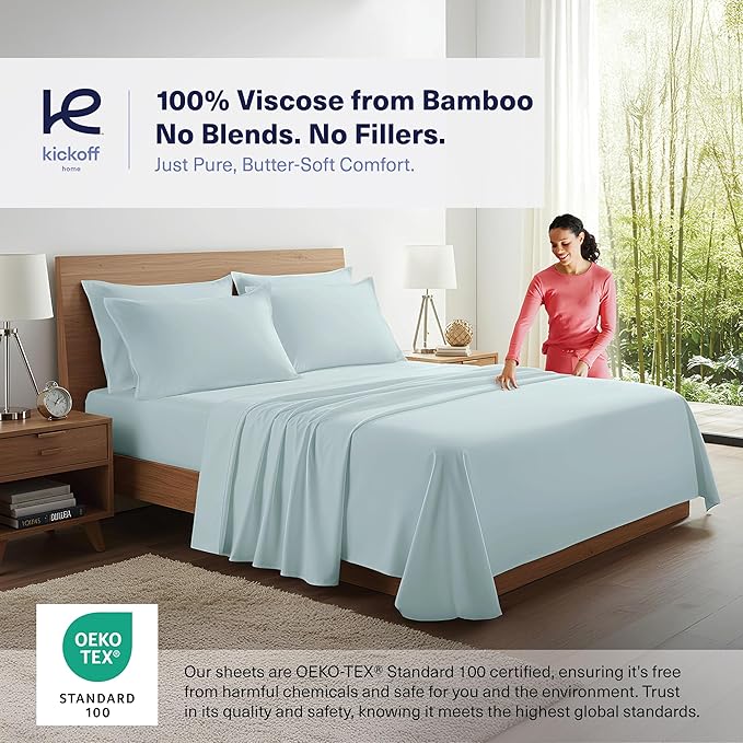 Kickoff Viscose Bamboo Sheets Full Size 4-pc 100% Organic Bamboo Viscose Bed - Image 2