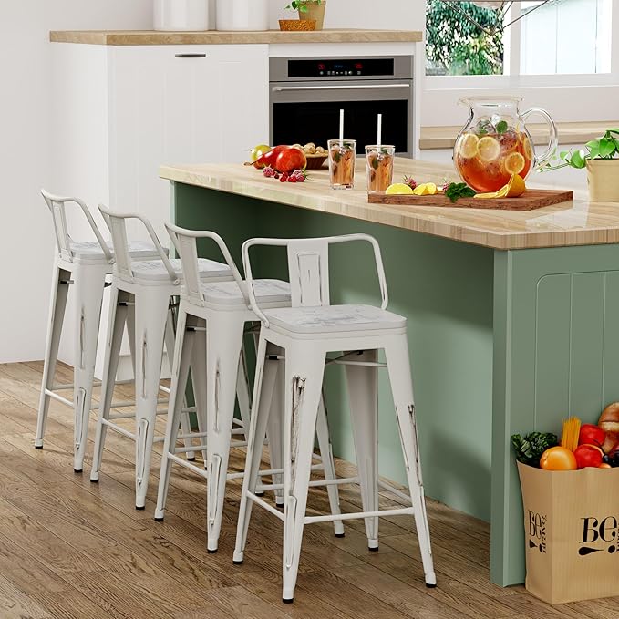 Yongchuang Industrial Metal Barstools Set of 4 Counter Height Bar Stools - Image 4
