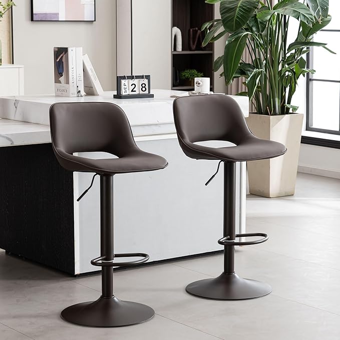 YOUNIKE Bar Stools Set of 2 Modern Swivel Barstools, Adjustable Counter Height - Image 7