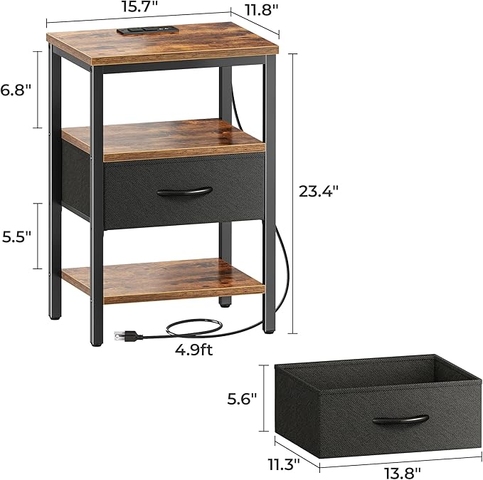 SUPERJARE Nightstand Set of 2, Bed Side Tables - Image 8
