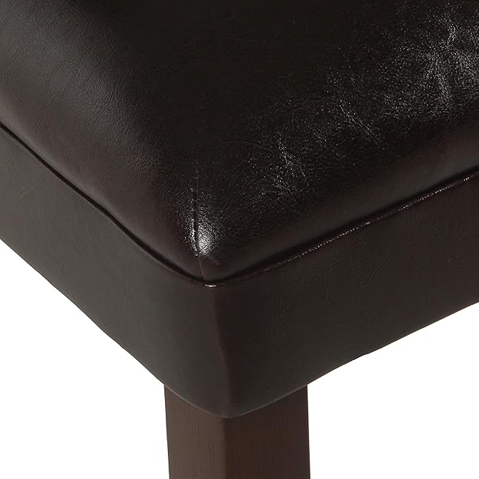HomePop Parsons Upholstered Accent Dining Chair, Dark Brown Faux Leather - Image 8