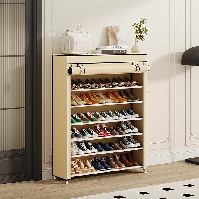 Calmootey 7 Tier Shoe Rack Organizer to Hold 35 Pairs, Portable Shoe Shelf - Image 5