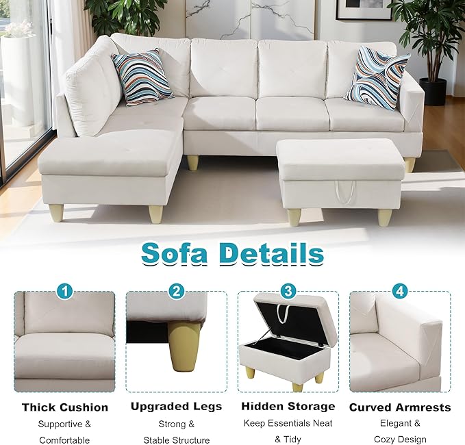 97" Oversized Sectional Couch, L Shaped Couch - Image 4