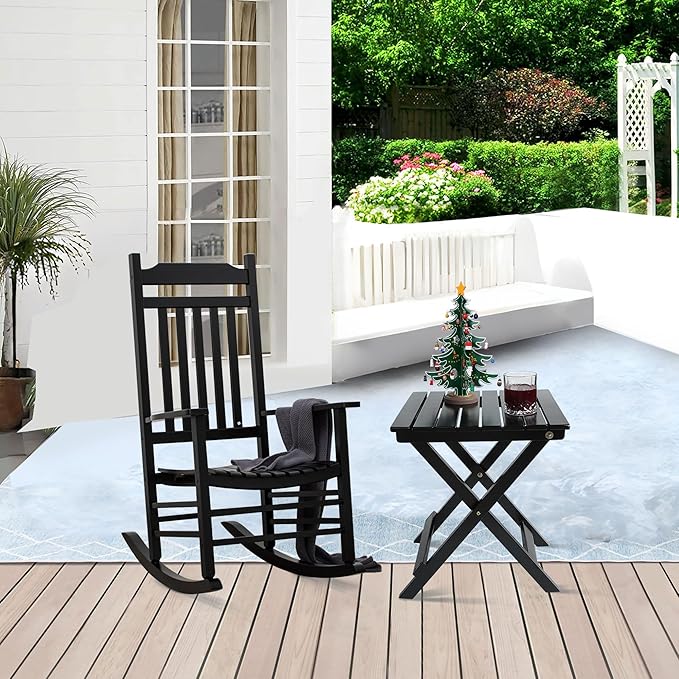 Outdoor Patio Side Table Set of 2 Small Wood End Square Table Folding Coffee - Image 7