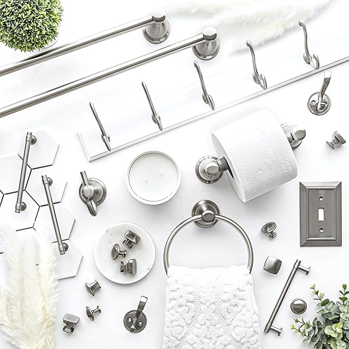 Franklin Brass Kinla 5-Piece Bathroom Set Satin Nickel 18" and 24" Towel Bar - Image 13
