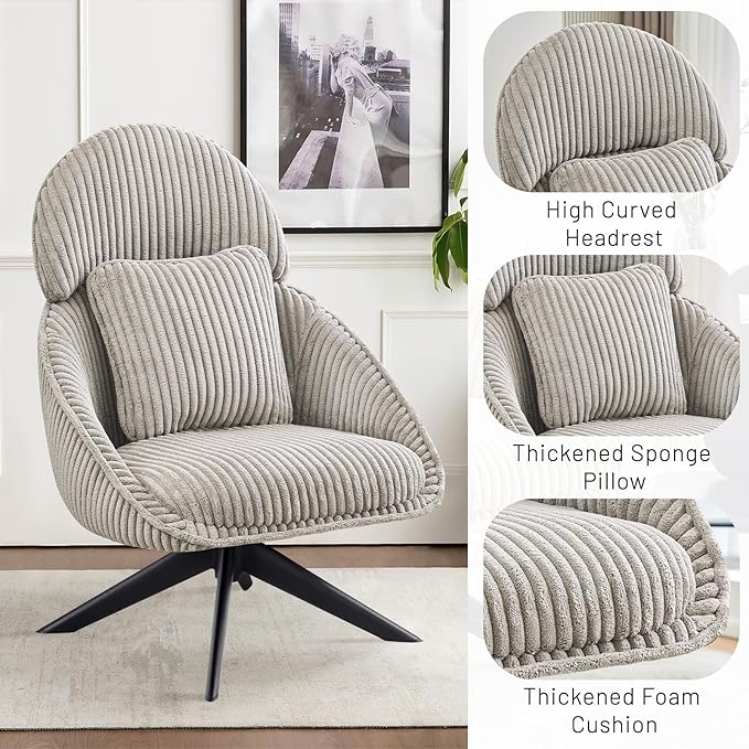 Furniliving Modern Living Room Chair, Swivel Accent Chair - Image 6