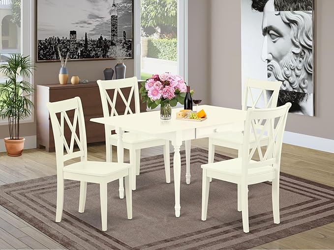 East West Furniture MZCL5-LWH-W 5 Piece Dinette Set - Image 2