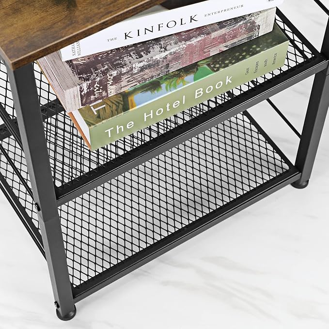 OYEAL Small Nightstand Industrial Square End Table - Image 5