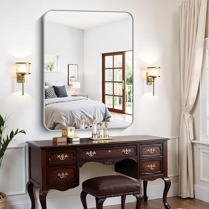 FORBATH 40x48 Inch Silver Bathroom Mirror - Image 4
