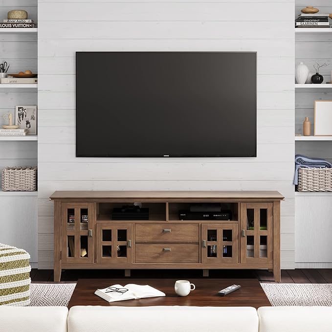 SIMPLIHOME Artisan SOLID WOOD 72 inch Wide Contemporary TV Media Stand in - Image 2