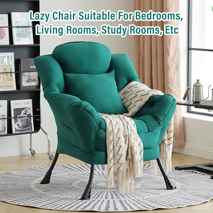 Lazy Chair with Pillow for Living Room, Modern Lounge Accent Chair with - Image 4