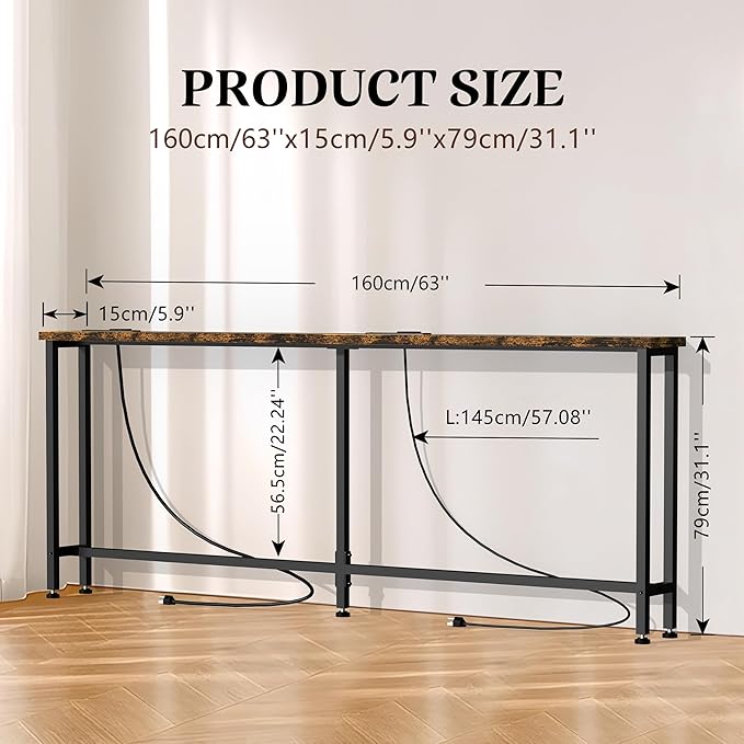 GRLEAF 63" Narrow Console Sofa Table - Image 3