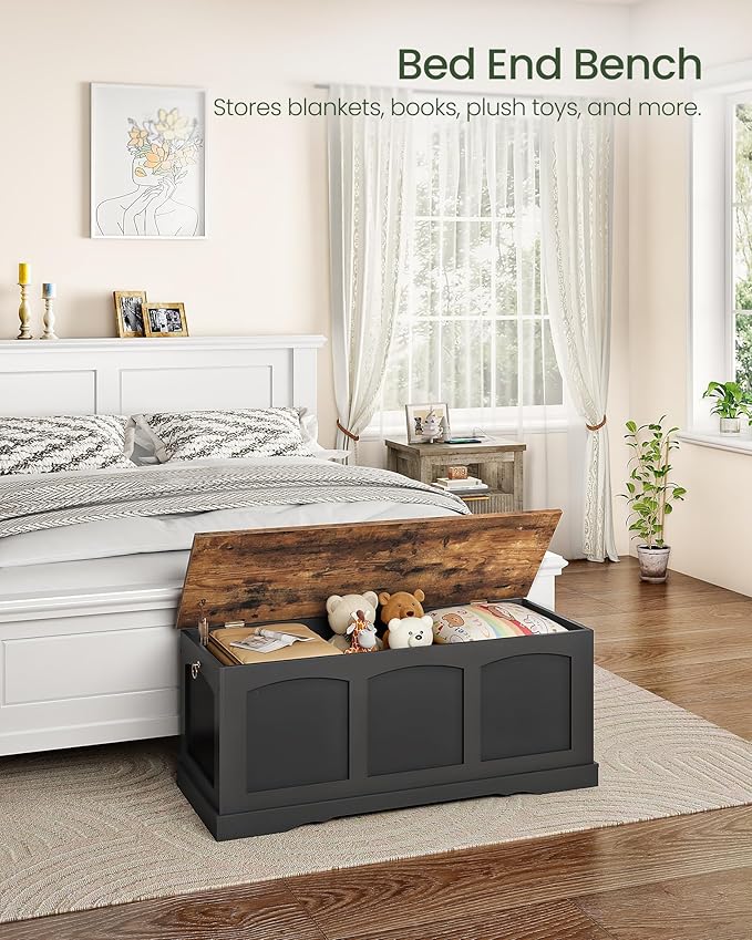 39.4" Storage Chest Bench with Lift Lid, Toy Chest with Safety Hinge, Entryway - Image 2